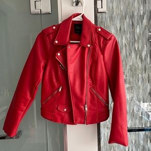 Zara red faux leather jacket